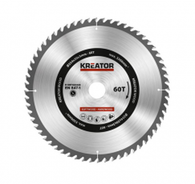 Zāģa ripa kokam Ø254x30x3mm, 60 zobi Kreator