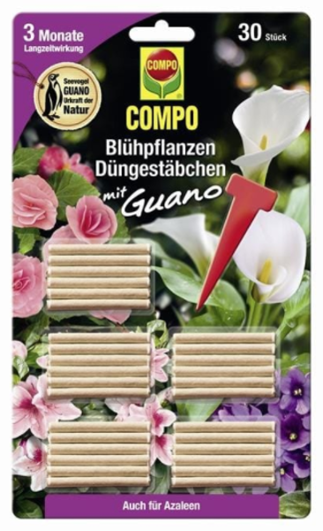 Mēslojuma stienīši ziedošiem augiem Compo, 30 gab.