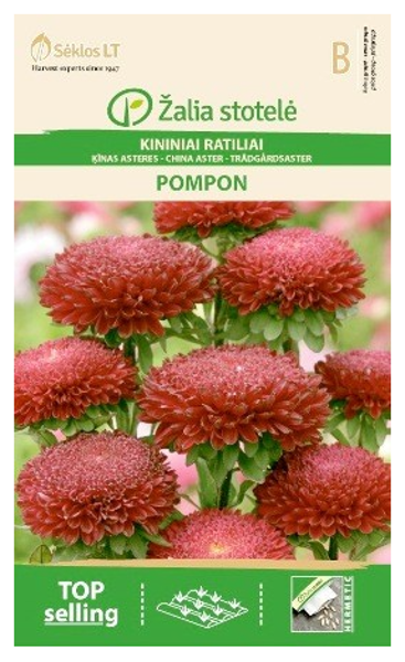 Asteres Ķīnas gr. POMPON tumši sarkana 0.5g