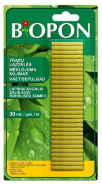 Mēslojuma stienīši zaļajiem augiem Biopon, 30 gab.