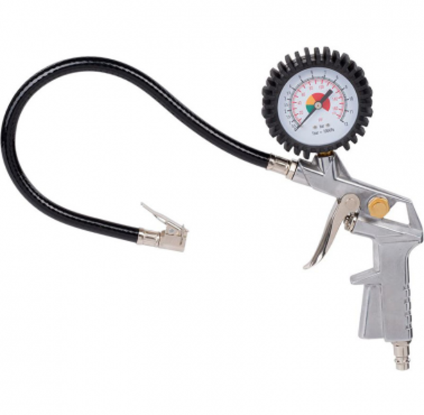Riepu pumpējamā pistole ar manometru 0-12bar PowerPlus