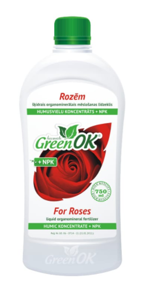 Mēslojums Rozēm ar humusvielām Green OK, 750 ml