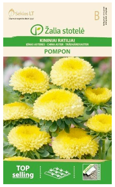 Asteres Ķīnas gr. POMPON dzeltenas 0.5g