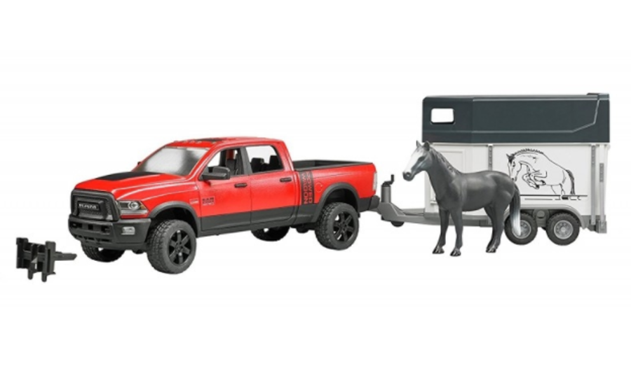 Rotaļu automašīna Dodge RAM ar zirgu piekabi, Bruder