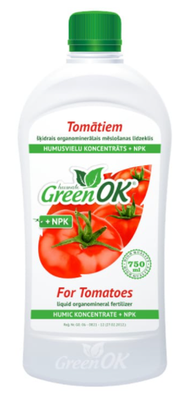 Mēslojums tomātiem ar humusu Green OK, 750 ml