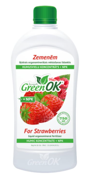 Mēslojums zemenēm ar humusvielām Green OK, 750 ml