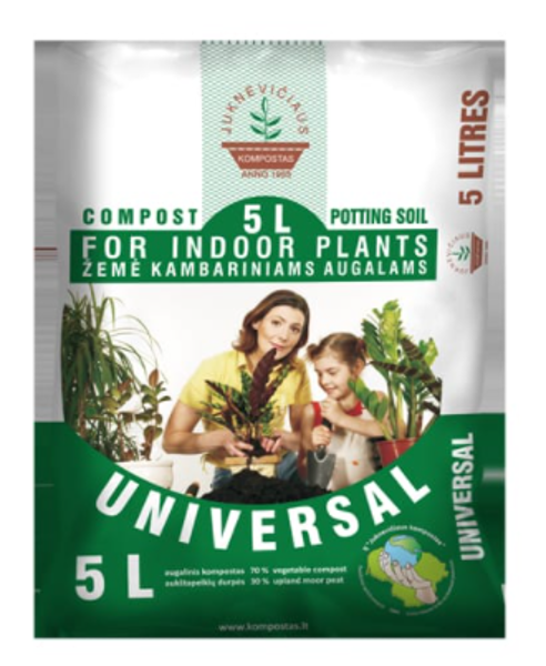 Komposta augsne istabas augiem „UNIVERSAL“, 5 L