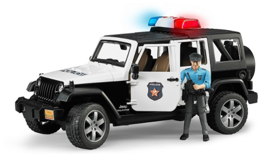Rotaļu policijas mašīna Jeep Wrangler ar cilvēku, Bruder