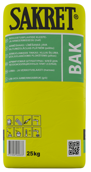 ARMĒŠANAS / LĪMĒŠANAS JAVA SILTUMIZOLĀCIJAS PLĀKSNĒM SAKRET BAK 25KG