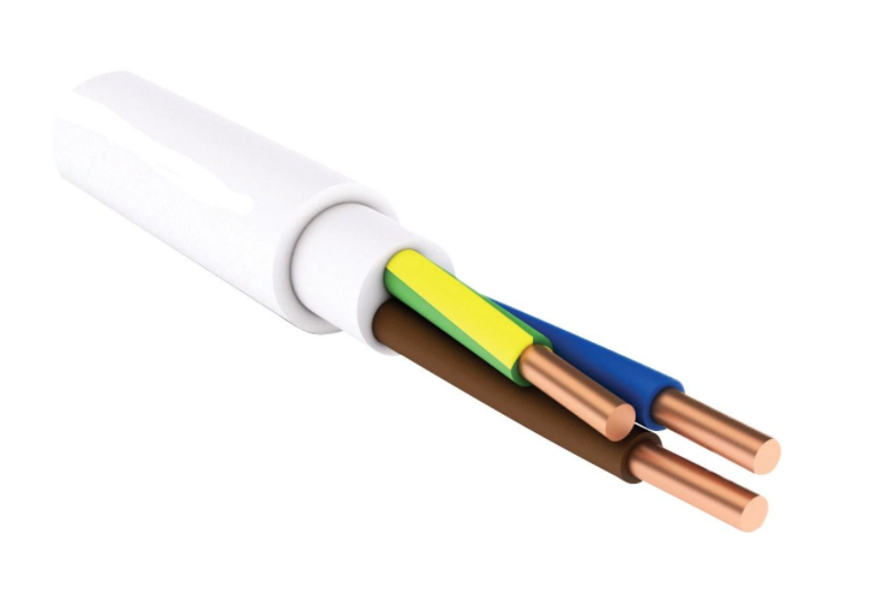 KABELIS NYM-J 3X1.5, BALTS, 100M (CENA PAR 1M)