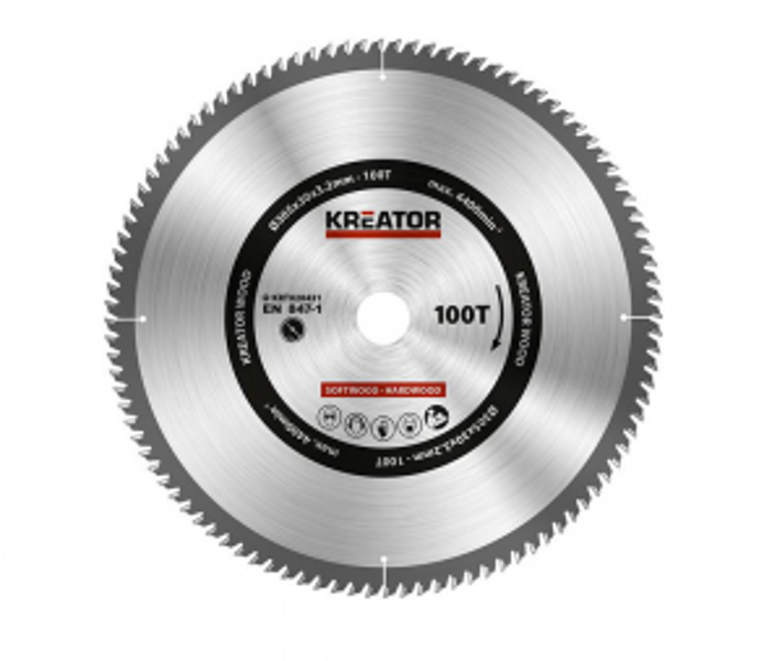 Zāģa ripa kokam Ø305x30x3.2mm, 100 zobi Kreator