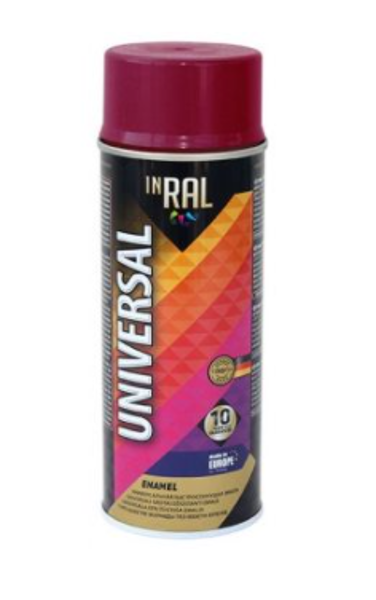 Aerosola krāsa 400ml inral universal enamel 23 ral3004 ķiršu krāsa