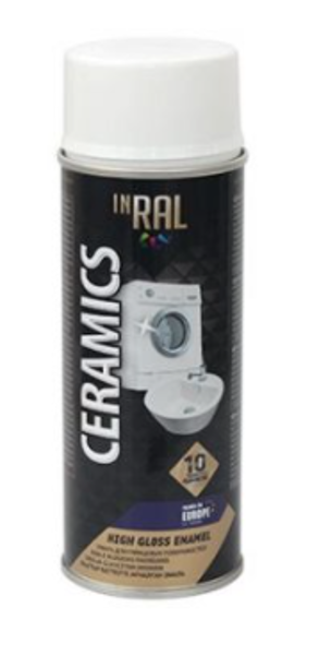 Emalja aerosols glancētām virsmām inral ceramics 400ml ral9003 balts