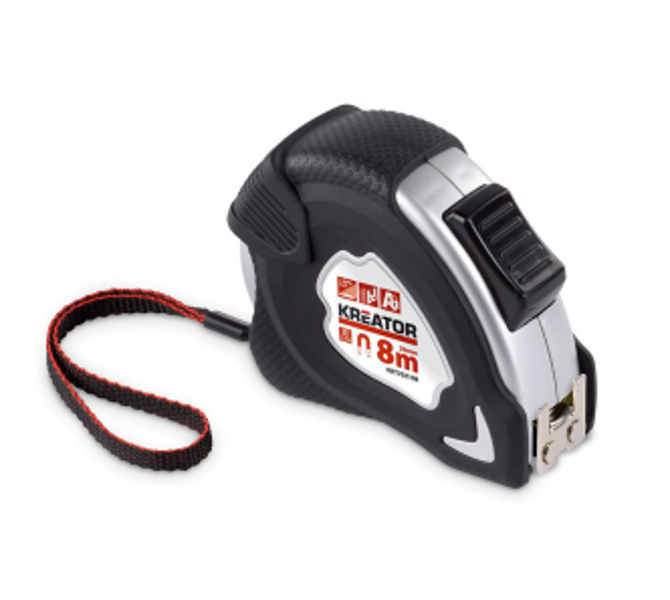 Mērlente alumīnija gumijas korpusā 8mx25mm Kreator