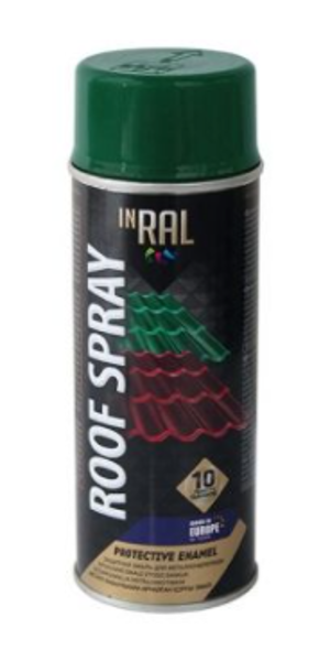 Emalja aerosols jumtam inral roof spray 400ml ral6005 sūnu zaļa