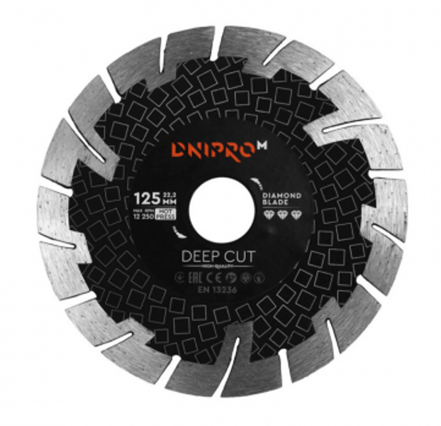 Dimanta griezējdisks dziļai griešanai 125x22.23mm DNIPRO-M