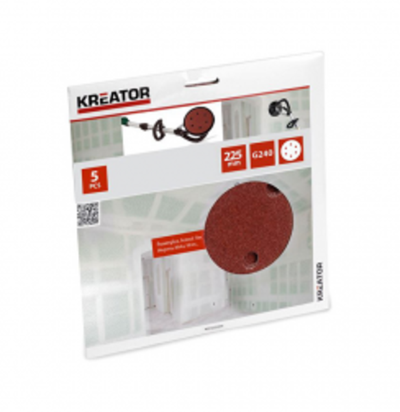 Smilšpapīra disks Ø225mm, G240 (5gab.), auduma bāze Kreator