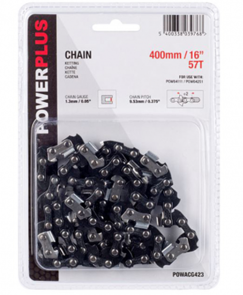 Ķēde zāģim 16"/406mm 57z 1.3mm 3/8" Powerplus